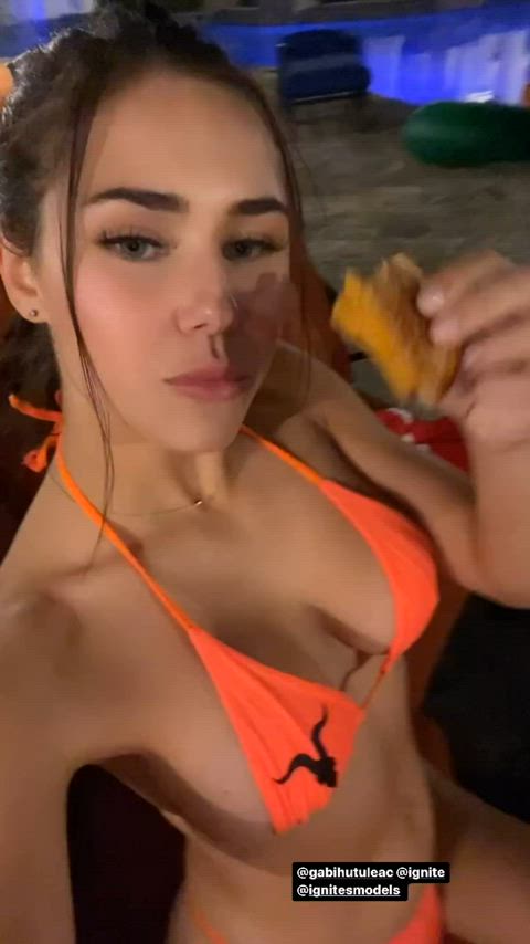 big tits bikini blonde brunette fake boobs fake tits clip