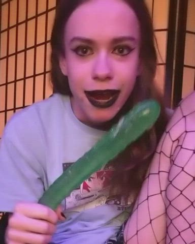 18 years old deepthroat dildo double dildo fishnet goth teen clip