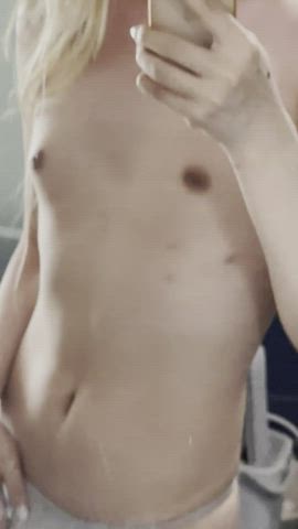 Admiring my tiny tits in another mirror selfie.
