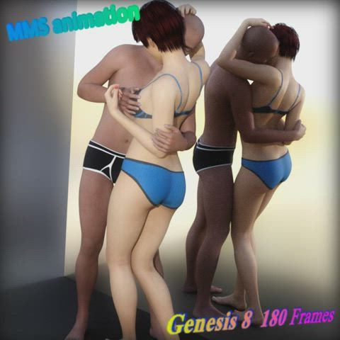 3d animation kissing rubbing clip