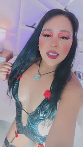 ass chaturbate ebony leather lingerie long hair selfie small tits clip