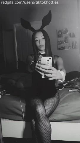 18 years old bunny costume fishnet irish tease teen thighs tiktok clip
