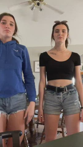 Dancing Jean Shorts Legs Pale Sister Smile Teen TikTok White Girl clip