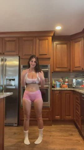 big tits bouncing bouncing tits busty clothed cute dancing shorts teen clip