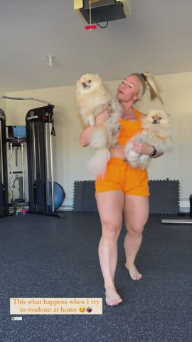 blonde dancing fitness legs muscular girl muscular milf ponytail thick clip
