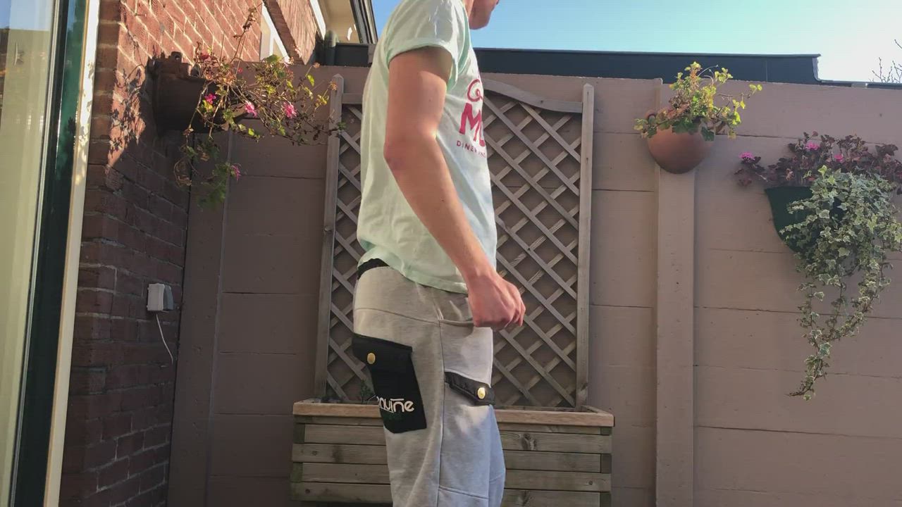 Uncut cock in the backyard