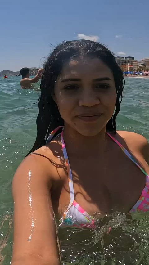 ass beach big ass big tits brunette gaby napoles onlyfans outdoor clip