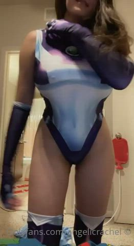 big tits cosplay striptease teasing clip