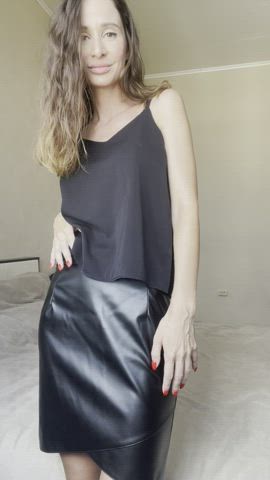 brunette dancing latex sfw skirt clip