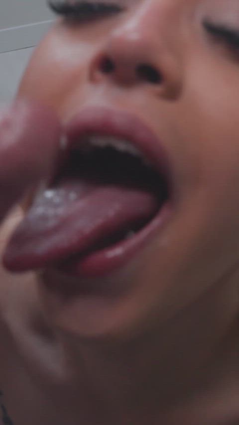 blowjob cum cumshot facial mmf oral threesome after-suck dripping-mouth-cum clip