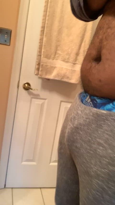 Grey sweats and adidas briefs