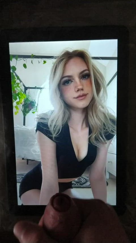 blonde celebrity cum cumshot facial fansly gamer girl onlyfans tribute clip
