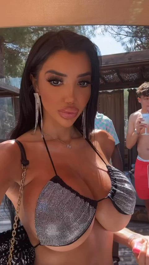 big ass big tits bikini british fake boobs fake tits party pool clip
