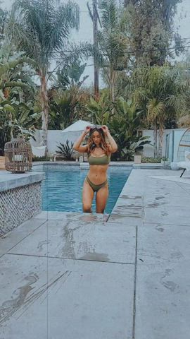 Asian Bikini Outdoor Petite Pool Sensual TikTok clip