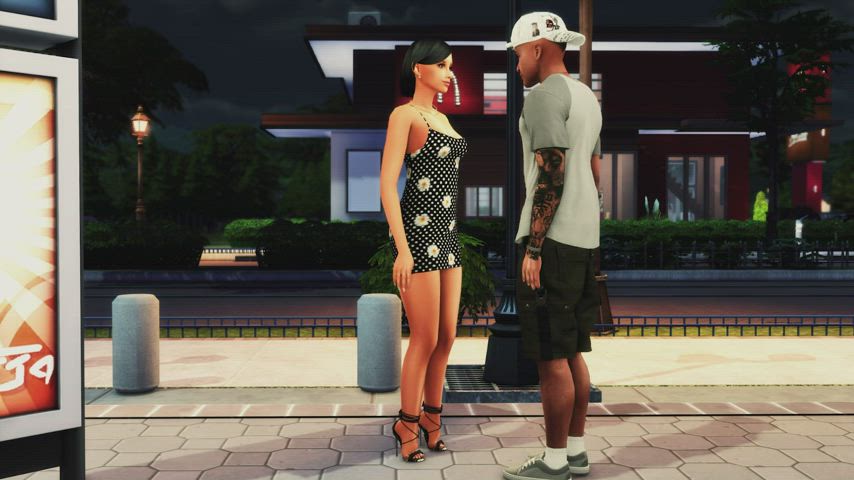 3d cute ebony ebony couple kissing romantic clip