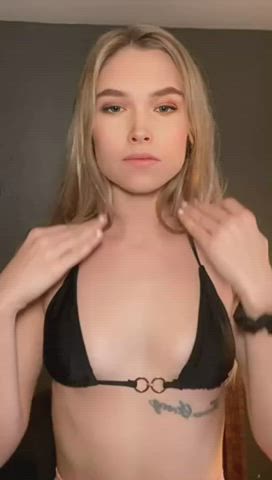 blonde small tits tattoo tiktok titty drop clip