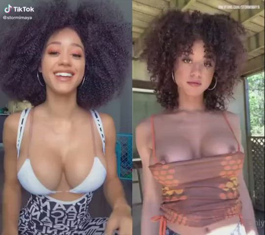 big tits ebony onlyfans tiktok titty drop clip