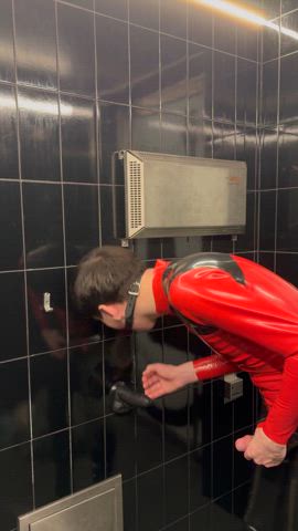 Riding a dildo in a public restroom while gagged... ββ«οΈβ