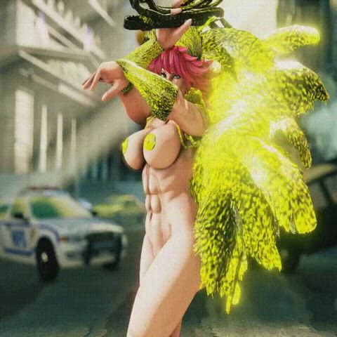Animation Dancing Fake Tits Muscular Girl Public Stripper Trans clip