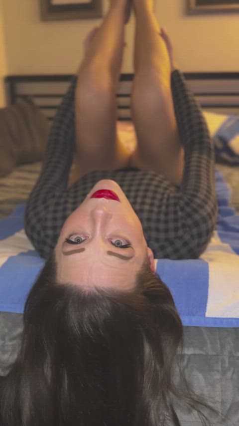 brunette legs legs up lipstick long legs milf tits clip