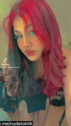 ebony skinny small tits tattoo teen tiktok clip