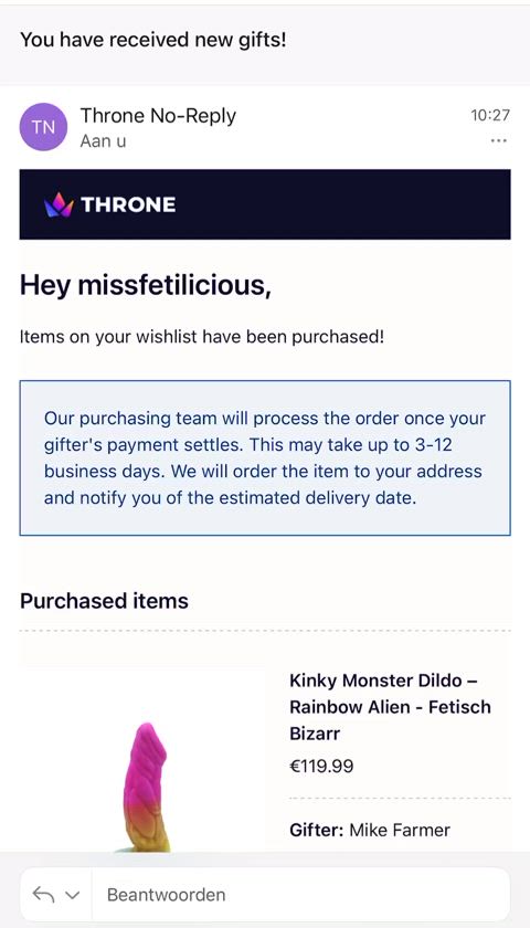 The kind of e-mails I love to receive in the morning. 😈