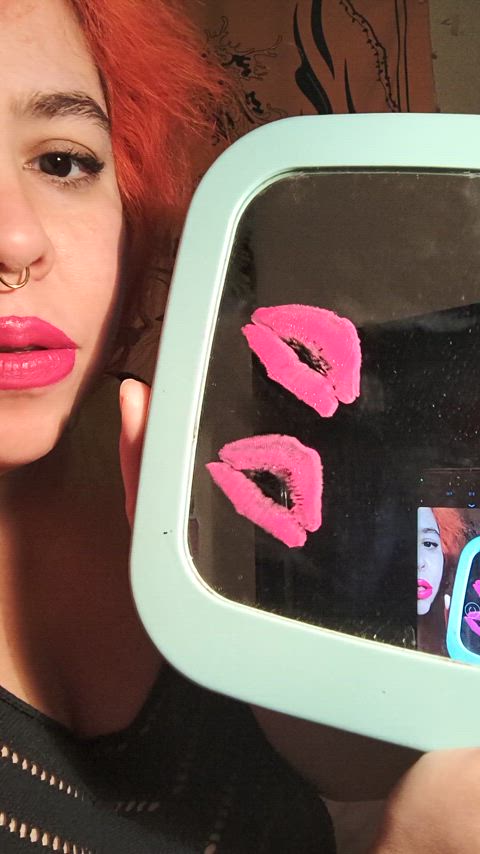 kiss kissing lipstick lipstick fetish mirror clip