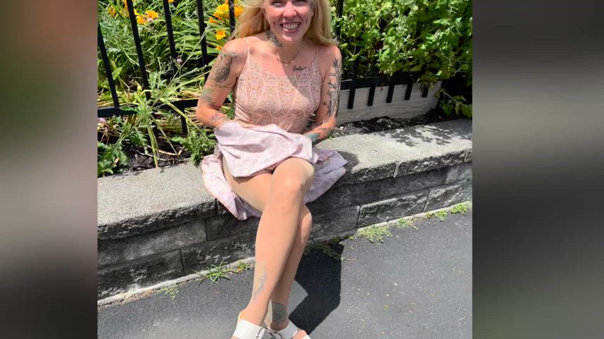 Some sheer nude pantyhose in a dress