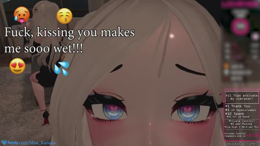 Vtuber Kanako gets asked to make-out! Cat girl kissing and loving it: #anime-uncensored-hentai