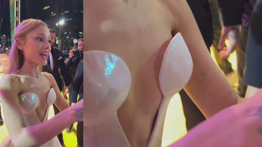 ariana grande celebrity cleavage tits clip