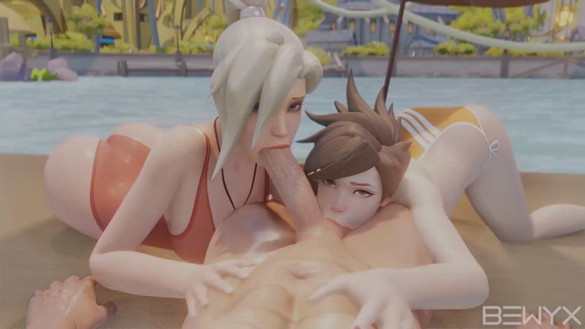 tracer and mercy giving you a good time
