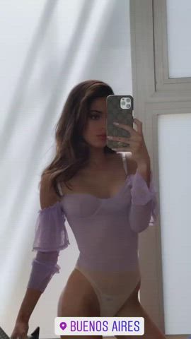 Argentinian Brunette Legs Lingerie Mirror Petite Tiny Underwear clip