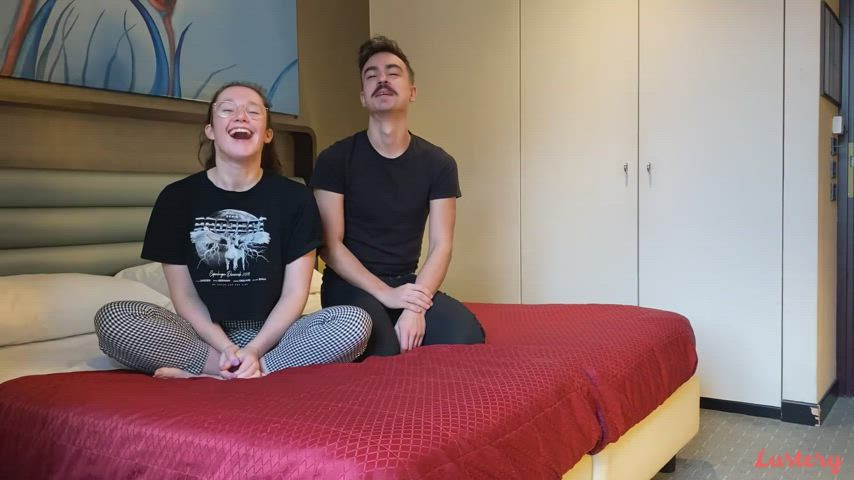 Adorable couple do anal doggy.