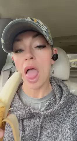 Sucking a banana on the way to work today π