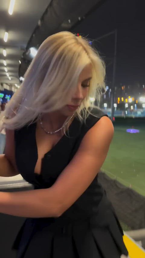 big tits blonde boobs cleavage cute dress non-nude tiktok tits tik-tok clip