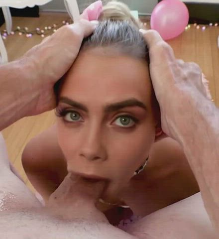 Babe Blonde Cara Delevingne Celebrity Fake Throat Throat Fuck clip
