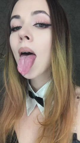ahegao eye contact tongue fetish clip