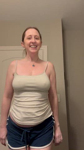 Changing into my new sports bra!