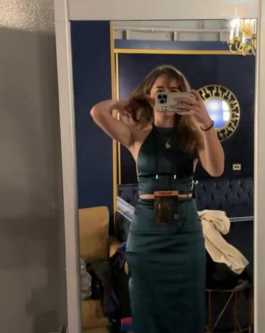 brunette dress dressing room clip