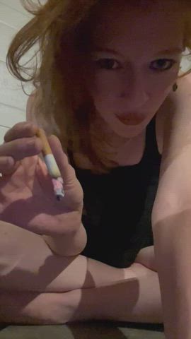 amateur cute long hair redhead smoking upskirt clip