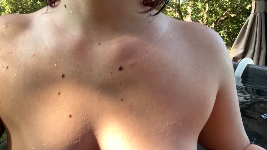 boobs erect nipples nipple piercing outdoor pierced swimming pool tease tits clip