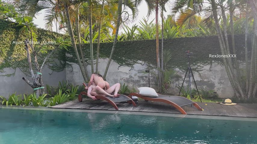 cowgirl outdoor pool public swimming pool real-couples clip