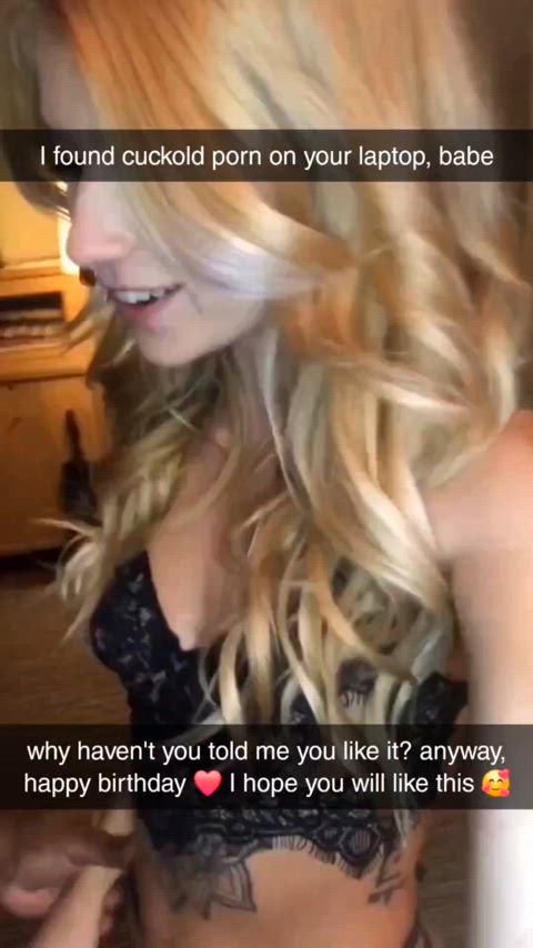 blonde girlfriend found out that her boyfriend loves cuckold porn 