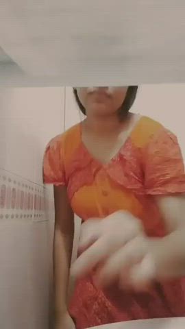 bathroom petite selfie striptease clip