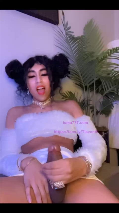 big dick cum cumshot double cumshot ebony girl dick t-girl trans woman clip
