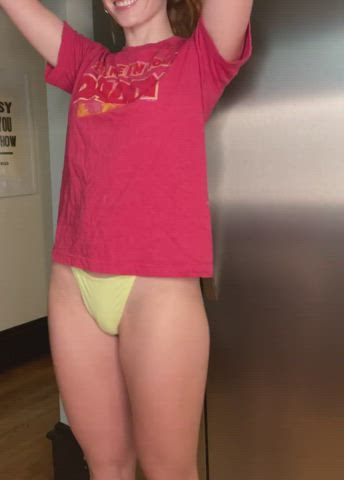 Amateur Homemade Kitchen NSFW Natural Tits Pantyhose Small Tits T-Shirt Topless clip