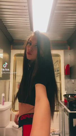 Brunette DontSlutShame Skinny TikTok clip