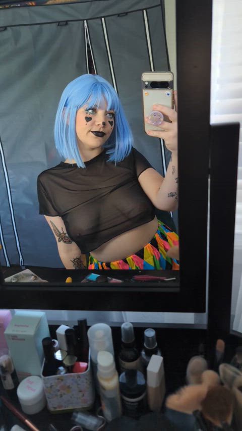 I hope you don't mind a see-through shirt.