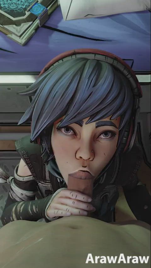 blowjob moaning blue hair clip