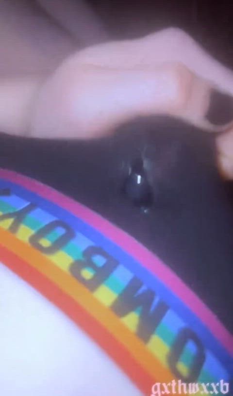 Cute little black panties cum